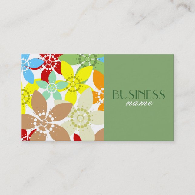 Retro Floral Design Business Card (Front)