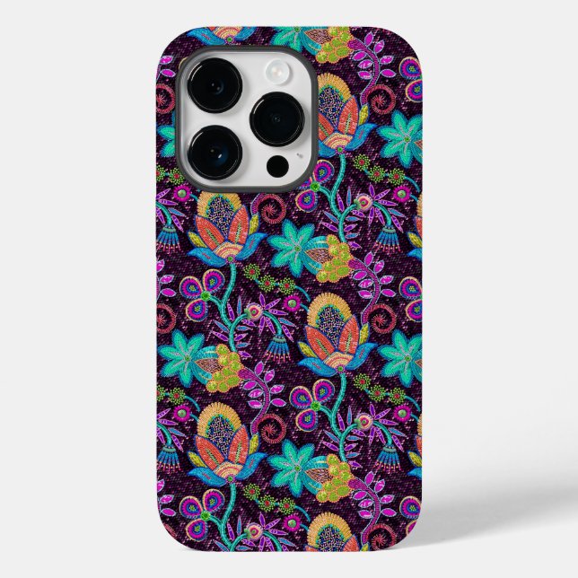 Retro Floral Design Colourful Glass Beads Look Case-Mate iPhone Case (Back)