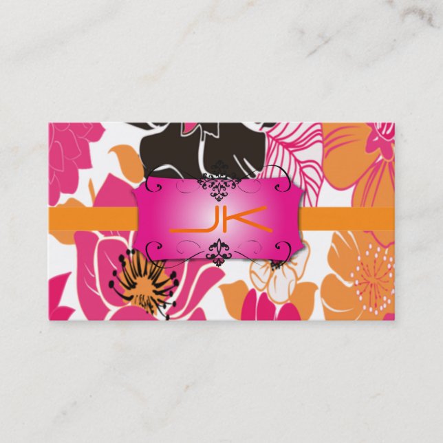 Retro Floral Design, easily customised Business Card (Front)