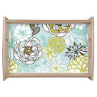 Retro Floral Design in Green & Blue