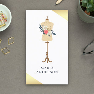 Retro Floral Dress Form Mannequin Fashion Stylist Business Card