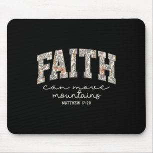 Retro Floral Faith Can Move Mountains Religious Ch Mouse Mat