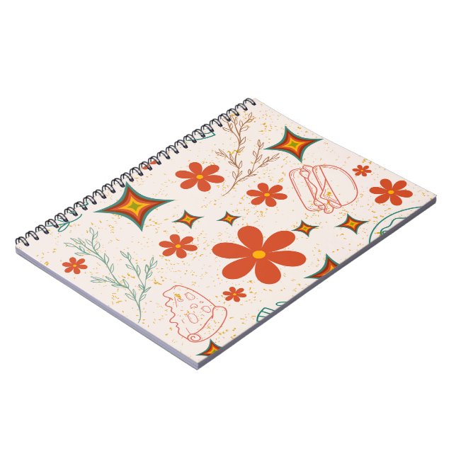 Retro Floral Fast Food Pattern Notebook (Left Side)