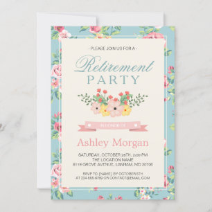 Retro Floral Feminine Women's Retirement Party Invitation