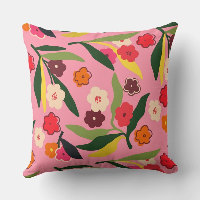 Retro Floral Fields Cushion (Back)