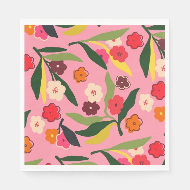 Retro Floral Fields Napkin (Front)