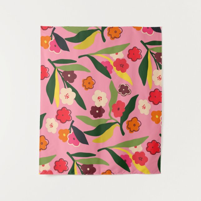 Retro Floral Fields Tapestry (Front)