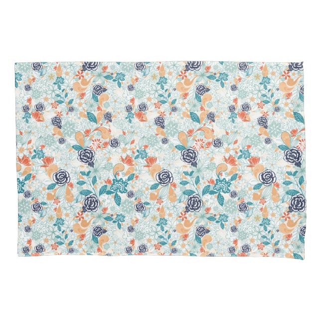 Retro Floral Flower Seamless Pattern Pillowcase (Front)