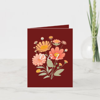 Retro Floral Folded Wedding Invitation