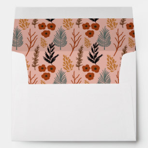 Retro Floral Foliage Pink Pattern Return Address Envelope