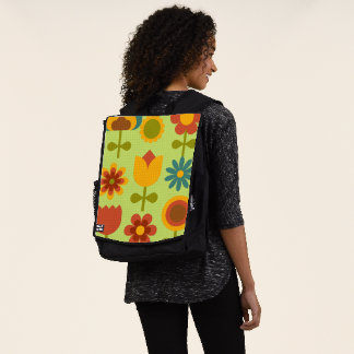 Retro Floral Geometric Midcentury Style Backpack