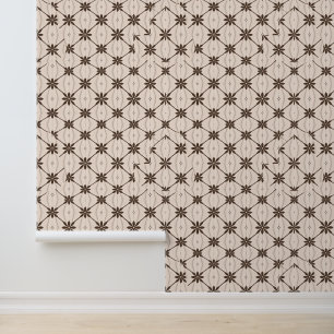 Retro Floral Geometric Pattern in Brown Wallpaper