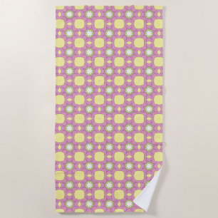 Retro floral geometric patterned beach towel