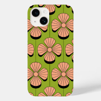 Retro Floral Geometry Pattern - Pink Petals  Case-Mate iPhone 14 Case