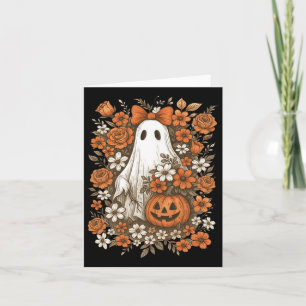Retro Floral Ghost Cute Pumpkin Autumn Halloween W Card