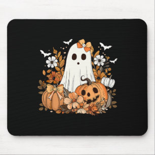 Retro Floral Ghost Cute Pumpkin Autumn Halloween W Mouse Mat