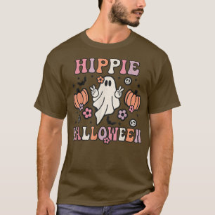 Retro Floral Ghost Groovy Hippie Halloween 60s 70s T-Shirt