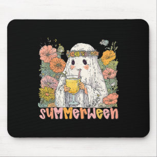 Retro Floral Ghost Summer Halloween Tail Cute Summ Mouse Mat