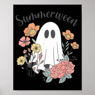 Retro Floral Ghost Summerween Spooky Season Summer Poster