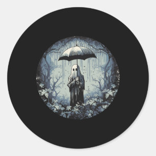 Retro Floral Ghost Vintage Halloween Ghost In The  Classic Round Sticker