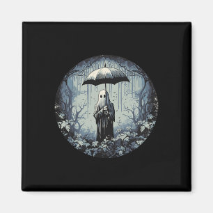 Retro Floral Ghost Vintage Halloween Ghost In The Magnet