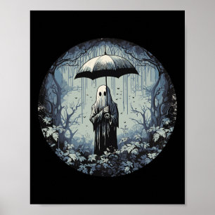 Retro Floral Ghost Vintage Halloween Ghost In The Poster