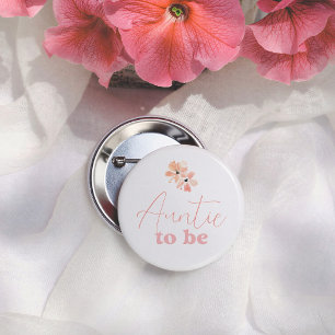 Retro Floral Girl Baby Shower Auntie To Be 6 Cm Round Badge