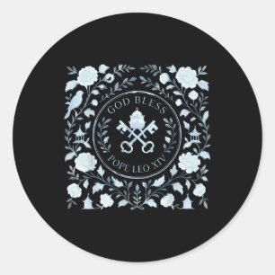 Retro Floral God Bless Pope Leo Xiv Catholics Tee Classic Round Sticker