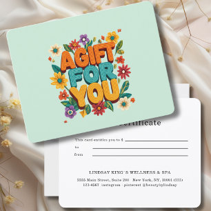 Retro Floral Green Gift Certificate