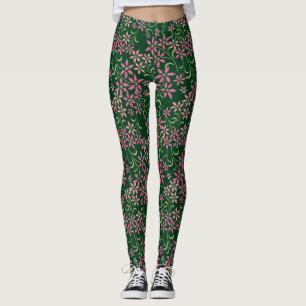 Retro Floral Green Leggings