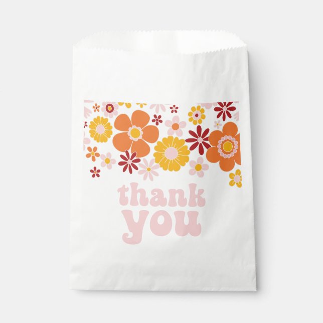 Retro Floral Groovy birthday Favour Bags (Front)