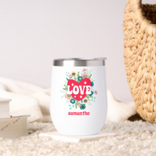 Retro Floral Heart Love Red Valentine's Day
