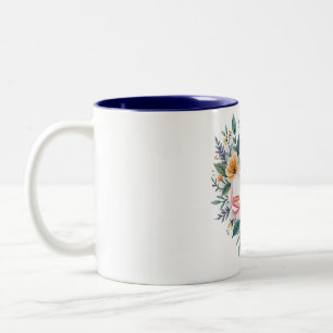 Retro floral heart MAMA Two-Tone Coffee Mug