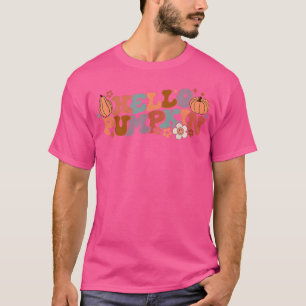 Retro Floral Hello Pumpkin Fall Harvest Pumpkin Se T-Shirt