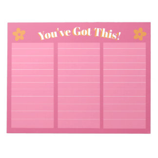 Retro Floral Hot Pink & Orange Notepad