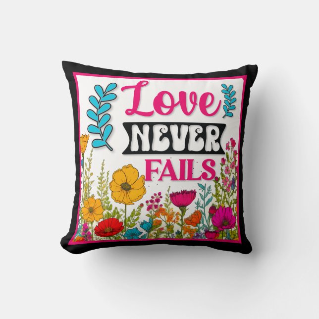 Retro Floral Inspirational Cushion (Front)