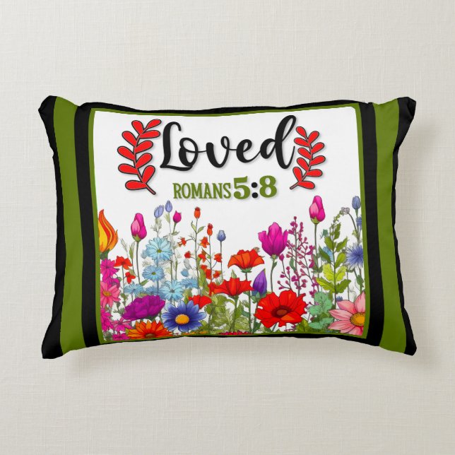 Retro Floral Inspirational Decorative Cushion (Front)