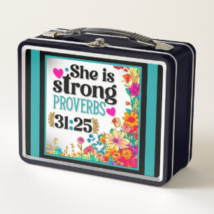 Retro Floral Inspirational Metal Lunch Box