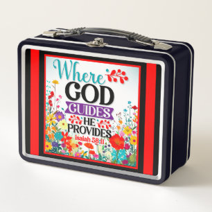 Retro Floral Inspirational Metal Lunch Box
