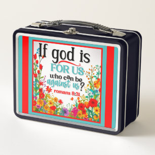 Retro Floral Inspirational Metal Lunch Box