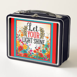 Retro Floral Inspirational Metal Lunch Box