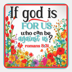 Retro Floral Inspirational  Square Sticker