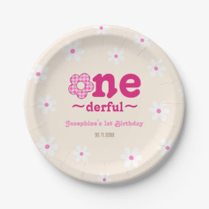 Retro Floral Isn't She Onedefrul 1st Birthday Paper Plate