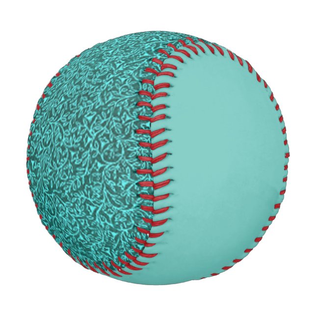 Retro Floral Jade Teal Turquoise Baseball (Angled)
