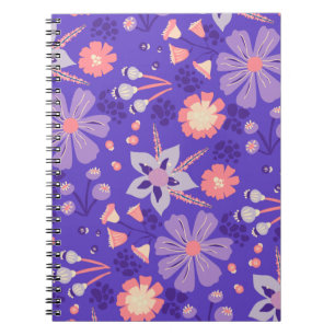 Retro Floral Journal Dreamy Purple Pink Notebook