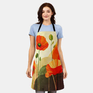 Retro Floral Landscape Pattern Apron