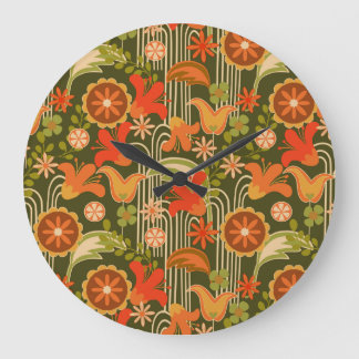 Retro floral - large clock