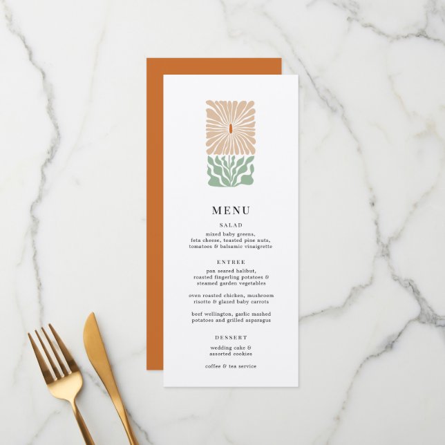 Retro Floral Logo Wedding Menu (Front/Back In Situ)