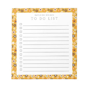 Retro Floral Love Custom To Do List Notepad