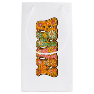 Retro Floral Mama: Groovy Vintage Typography Small Gift Bag